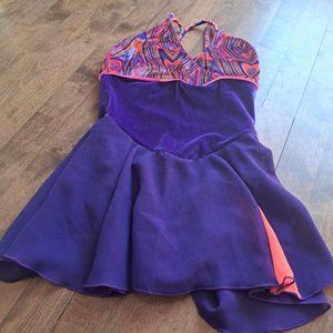 Jerry's figure skating purple pink sleeveless dress girl 12-14 chiffon skirt